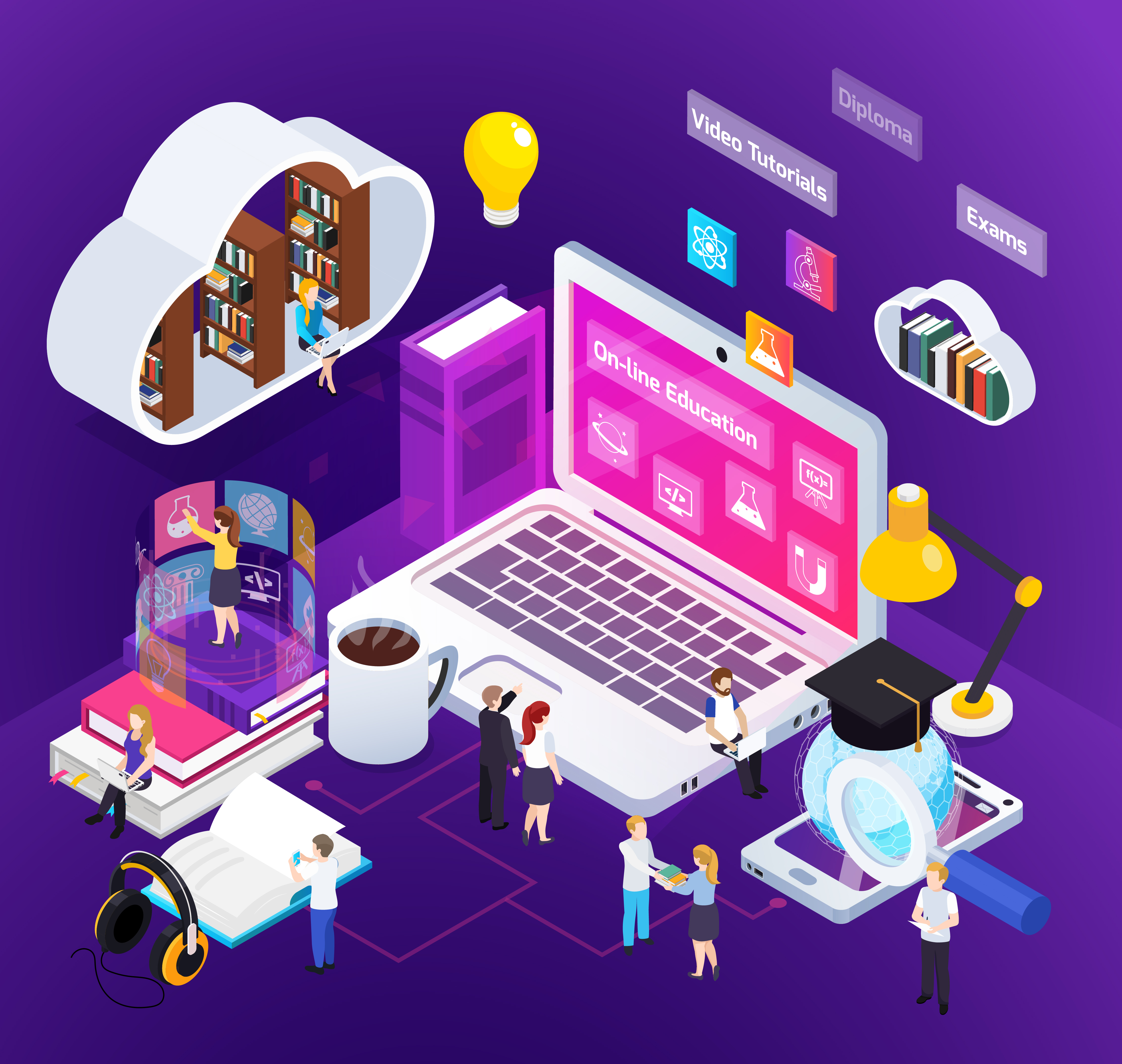 AI-powered online education platform with smart school management tools, digital library, and interactive learning environment